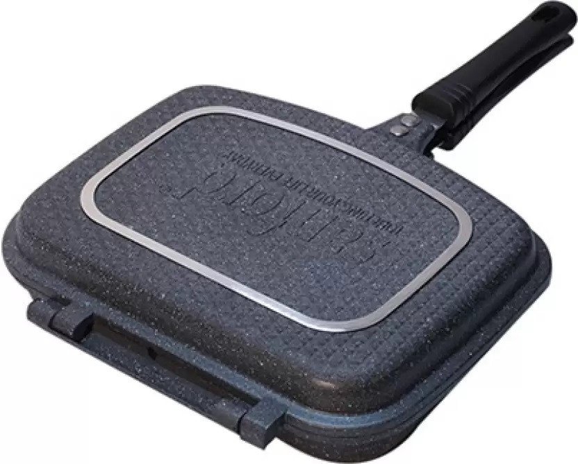 Sanford Double Grill Pan - GRAY Colour | 30 cm diameter with Lid 2 L capacity  (Aluminium, Non-stick, Induction Bottom)