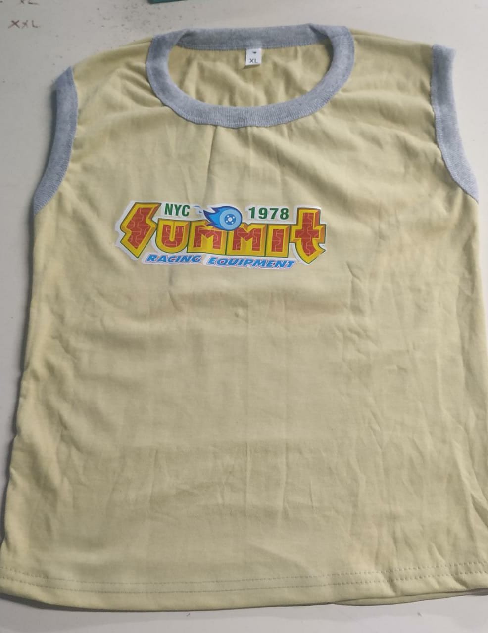 Sri Sowdeshwari Amman Tex Trendy Casual Soft Round Neck Printed Sleeveless Ivory Colour Cotton T-Shirt For Boys ( S , M , L , XL )