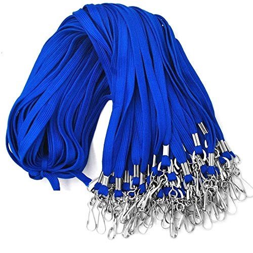 Tubeless Flat Lanyard ID Card Tag Badge Lanyards with Swivel J-Hook for ID Name Tags and Badge Holders (Blue)