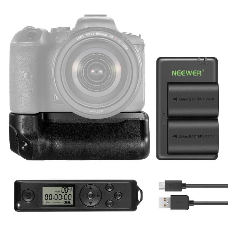 NEEWER Replacement Battery Grip for Canon EOS R5 R5C R6 R6 Mark II (BG-R10) with Remote