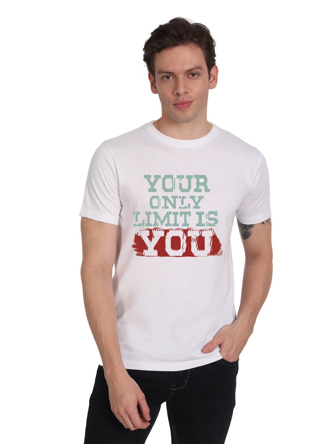Beorign Casual Regular Fit Stylish Half Sleeves And Round Neck Printed Cotton Blend Men's T-Shirts - White Colour | T-Shirts | Slim Fit T-Shirt | Gents T-Shirts