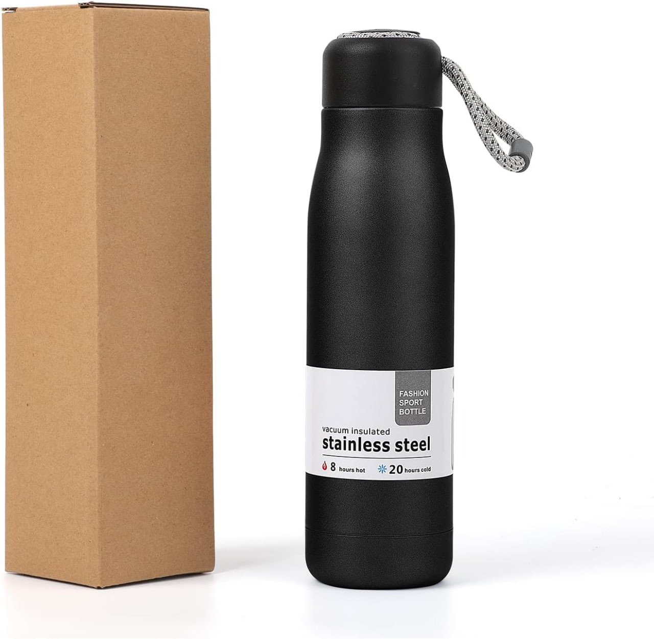 SmartGadgets Thermos Stainless Steel Insulated Water Bottle – Triple-Layered Vacuum Flask for Hot & Cold Drinks, Reusable Bottle with Strap Lid (Small Size)