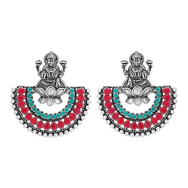 Classic Oxidised Chandbali Laxmi Earring for Women (SKR56734)