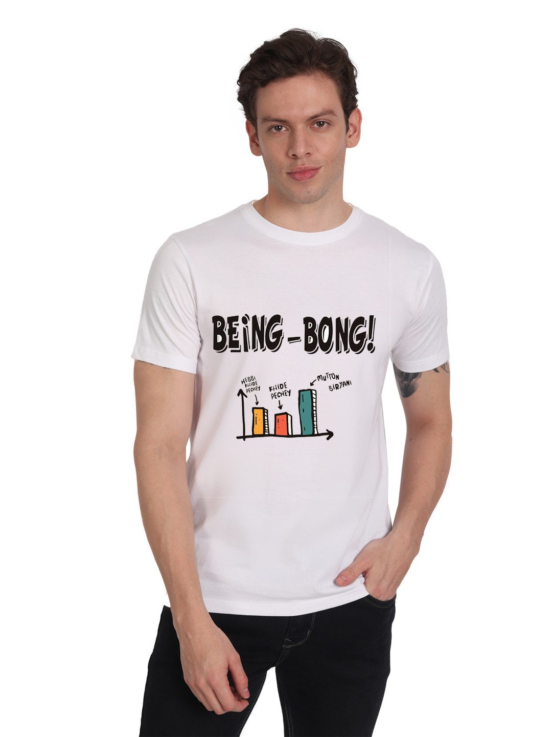 Beorign Gents Casual And Formal Printed White Colour T-Shirt | Round Neck T-shirt | Half Sleeves T-Shirt | T-shirts | Men's T-shirts