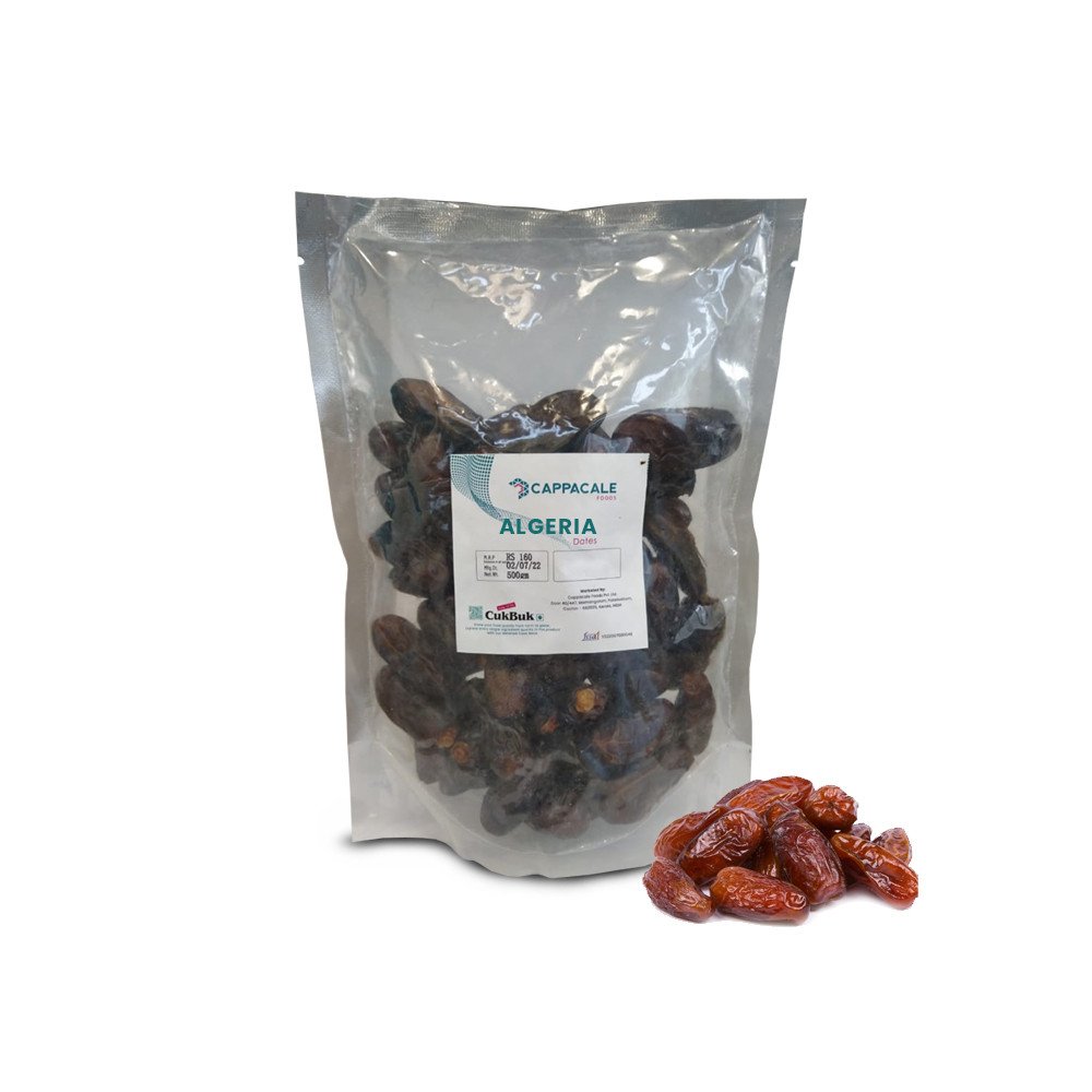 Cappacale Algeriya Dates | Black Dry Dates | Rich In Calcium, Vitamin, Protein -500g