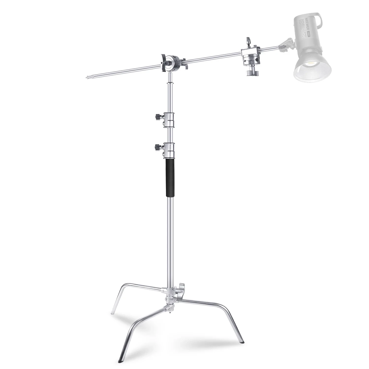 10.13ft/309cm Stainless Steel C Stand with Boom Arm & Sliding Legs
