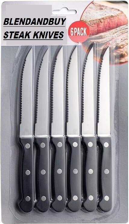 SmartGadgets 6Pcs Kitchen Knives Set with Wooden Case, 7 Knives, 1 Knife Sharpener, 1 Wooden Case, High Carbon Stainless Steel, Non Slip Triple Rivet Strong Handle, Cutting, Slicing, Silver