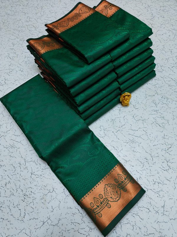 Edathal Star Collection's Women's Attractive 3D Embossed Karizma Soft Silk Saree