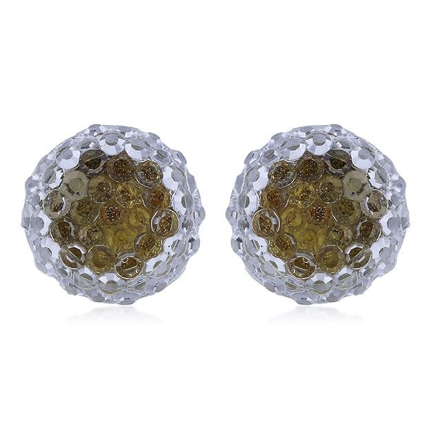 Graceful Round Shaped Green Crystal Led Colorful Party Dance Unisex Stud Earring.