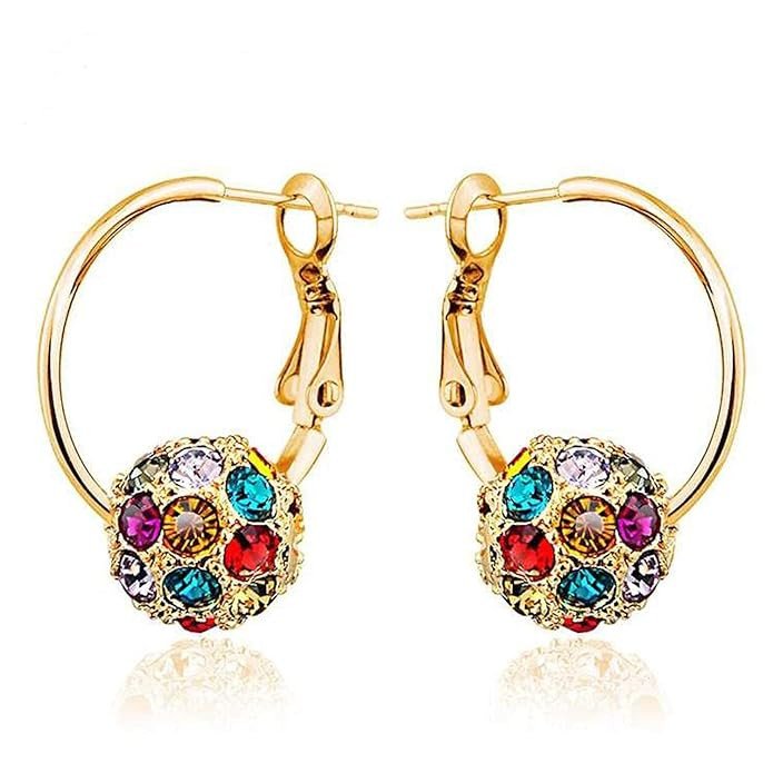 Crystals from Swarovski Hoops Gold Plated Earring for Women and Girls (E81121)