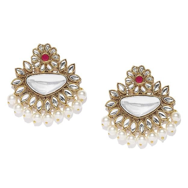 Adorable Gold-plated Pearl Drop Earrings for Women (Golden) (E83482)