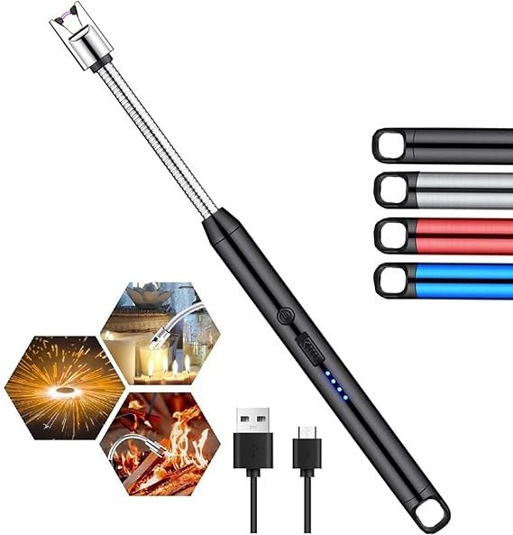 SmartGadgets  Rechargeable Electric Gas Lighter for Kitchen Cooking Gas Stove Candles BBQ Pooja, 360° Flexible Neck Arc Lighter Plasma Flameless Windproof USB Lighter