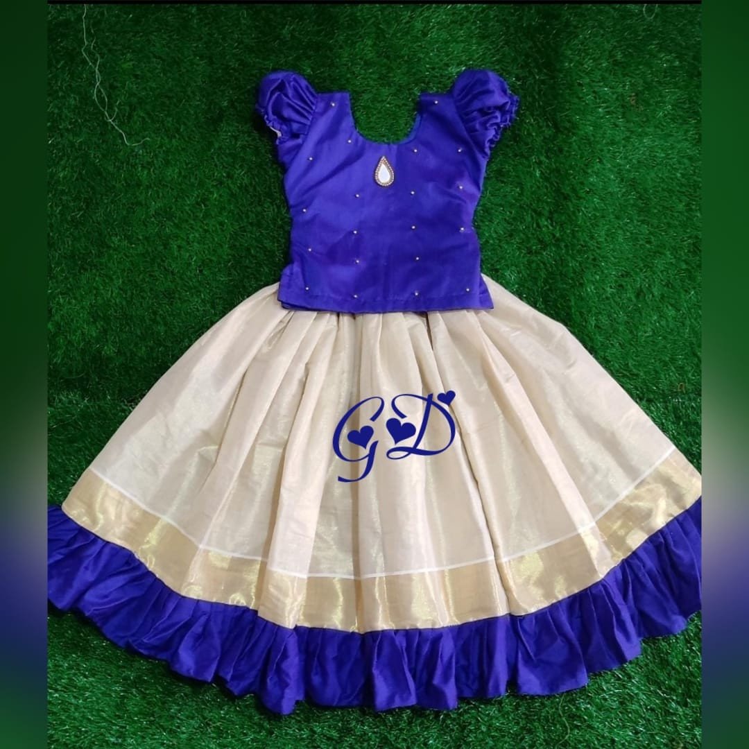 Classy Threads Collectionzz Trendy Stylish Kids Silk Cotton Skirts & Jacket - Multicolour Colour | Kerala Traditional Pattupavada