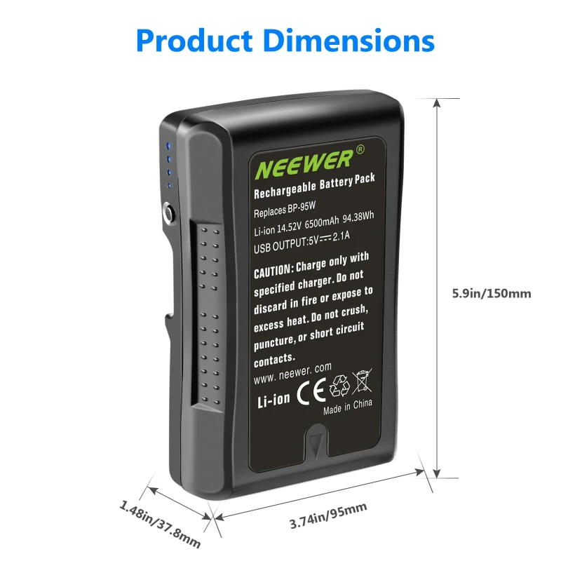 NEEWER 6600mAh Rechargeable V Mount/V Lock Battery-95Wh