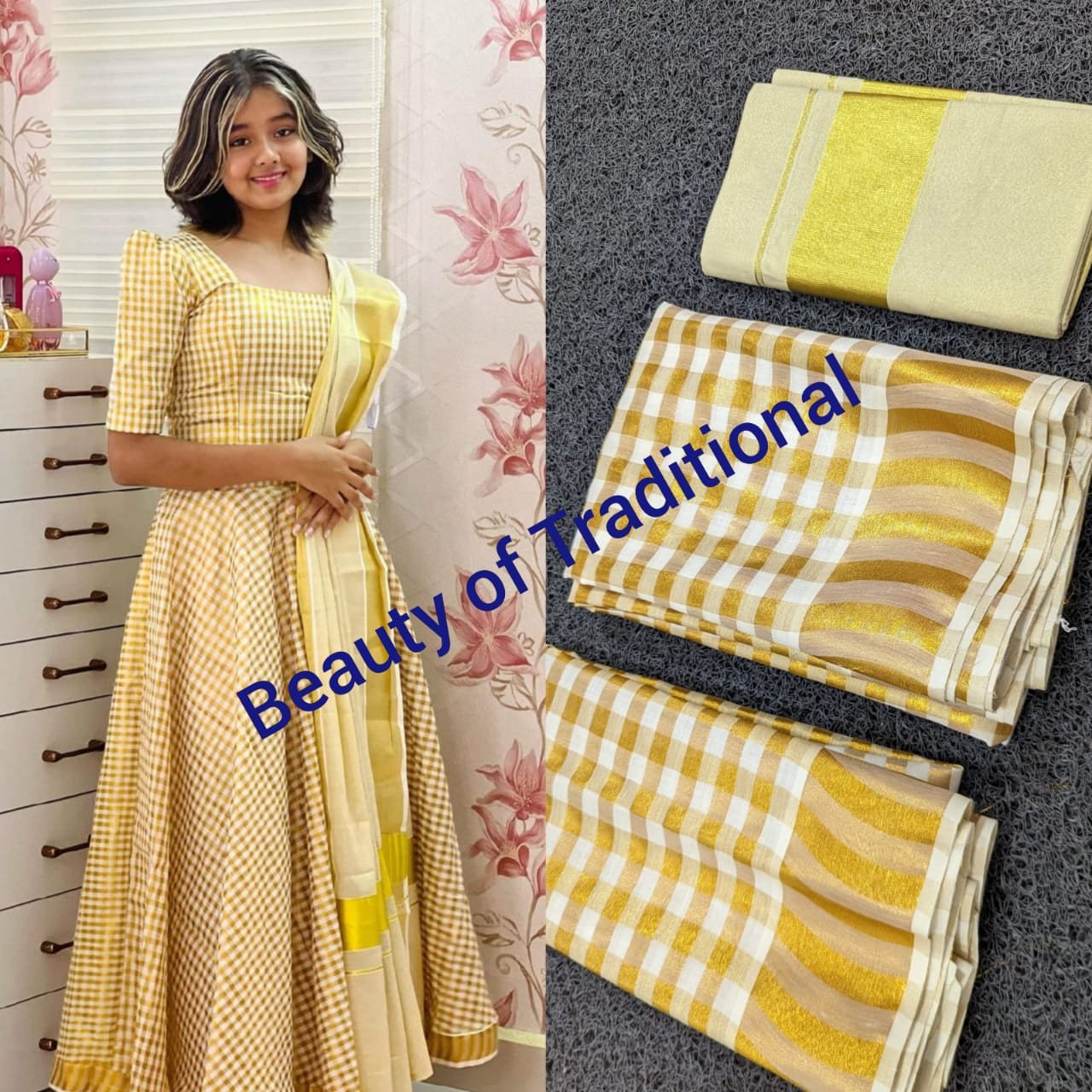 Avanika Collection's Premium Quality Tissue Janaki Eswar Lookalike Davani Set | Kerala Style Davani Set
