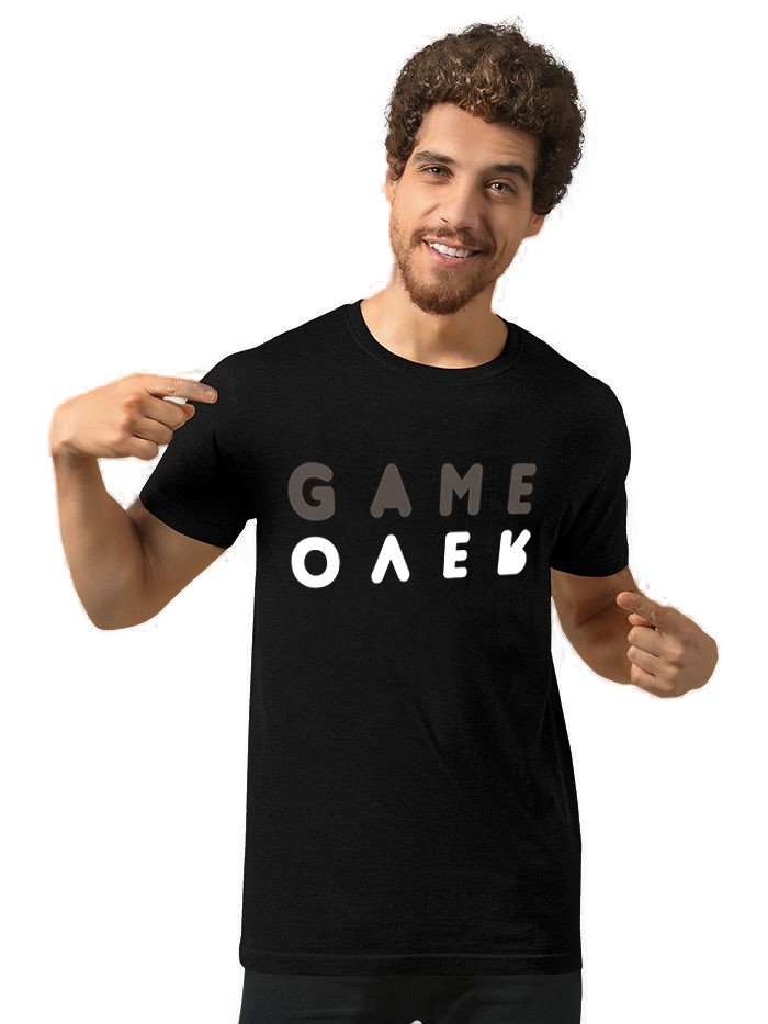 Beorign Regular Fit Solid Stylish Trendy Casual Cotton Blend Half Sleeves Printed T-Shirt for Men - Black Colour ( M , L , XL )