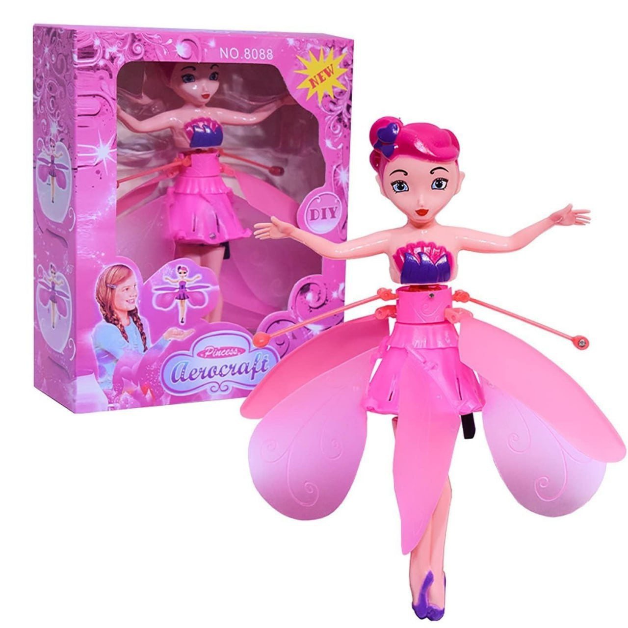 SmartGadgets Flying Fairy Doll, Hand Sensor Control, Sky Dancers Toy, Rainbow Glitter Flying Princess Indoor, Fairy Doll for Girls