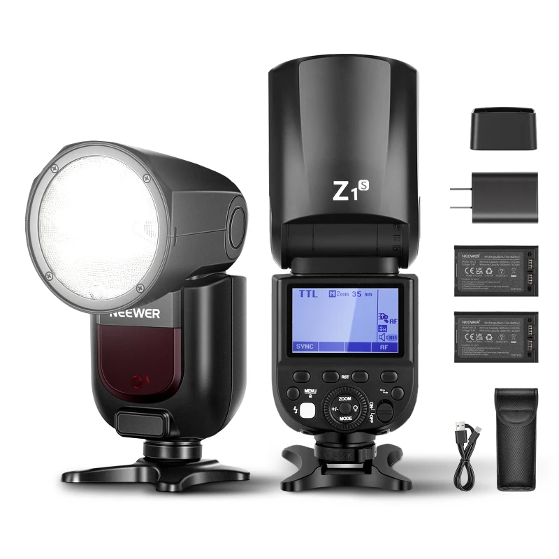 NEEWER TTL Round Head Flash Speedlite for Sony (Z1-S) - 2 Battery Kit