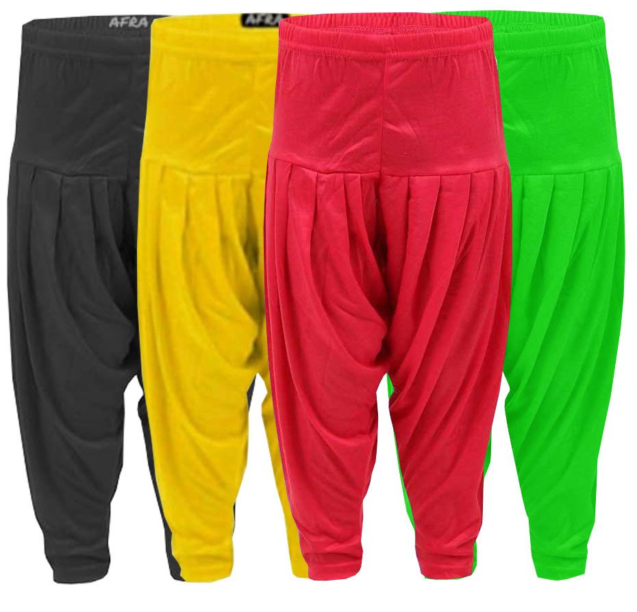 AFRA Stylish Soft And Smooth Kids Viscose Plain Patiala Combo Pack of 4 (Multi-coloured) | Dhoti | Patiala Pants (4 in 1)