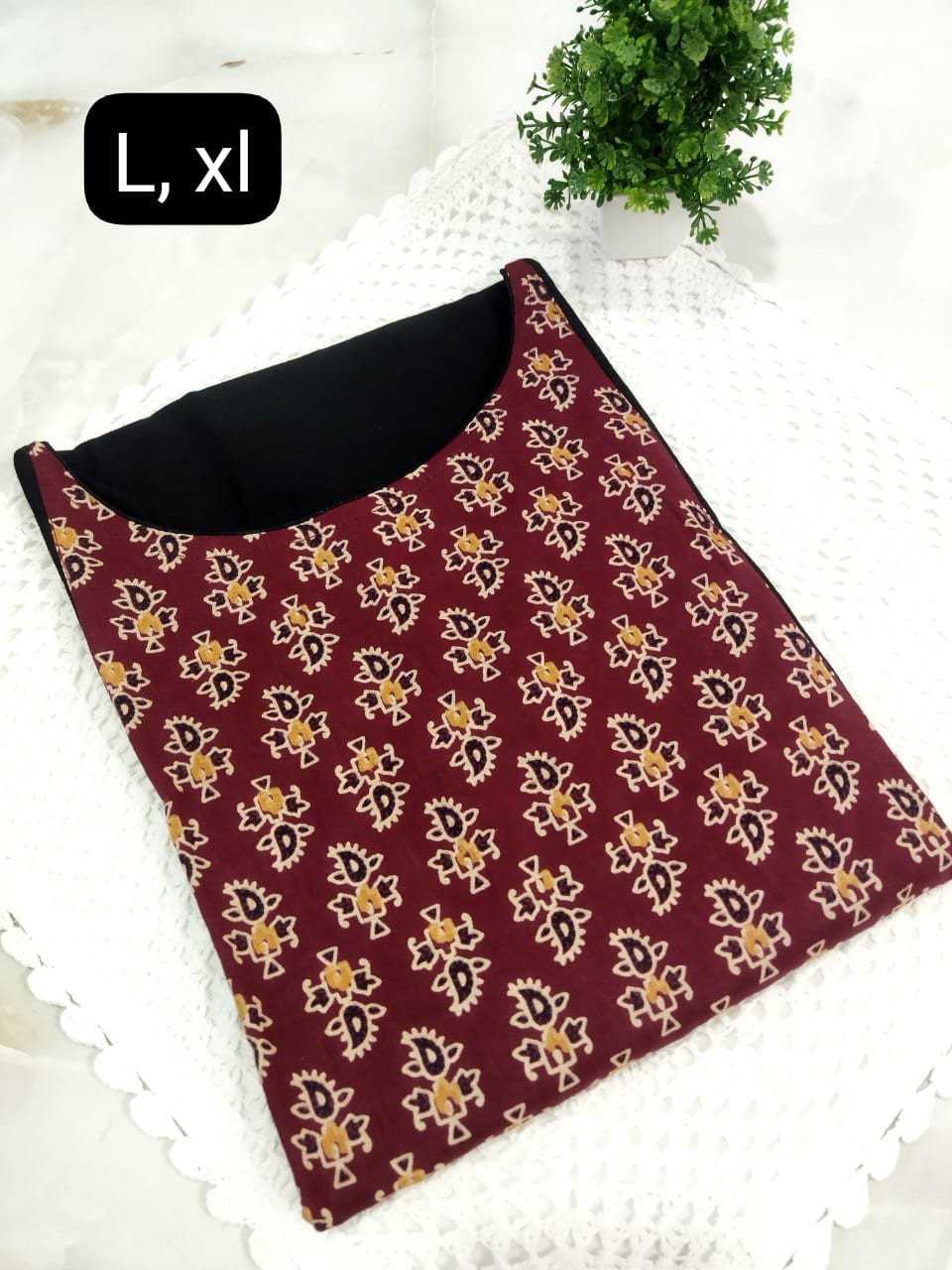 Classy Threads Collectionzz Trendy Stylish Premium Quality Slubsilk Kurti With Ajrakh Patch Work On Yoke & Sleeves With Lining - Multicolour