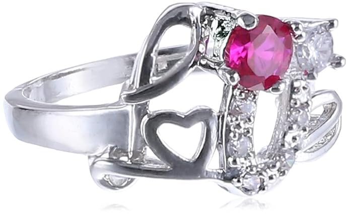 Love Heart Engagement Proposal Rhodium Plated Ring for Women(R80330_9)