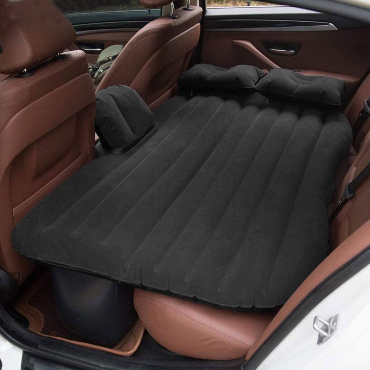 SmartGadgets Premium Car Air Mattress | Car Inflatable Bed with Pump & 2 Air Pillow | Quick Inflatable Back Seat Bed | Travel,Trips,Camping,Picnic,Pool & Beach | Universal Fit-Black