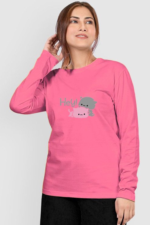 Just Camp Clothing's Senthur Fashion Women Regular Fit Cotton Round Neck Full Sleeve Printed Pattern Casual T-Shirts - Multicolour