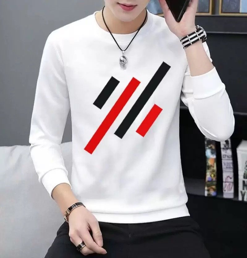 L G Garments Trendy Stylish Regular Fit Long Sleeve Round Neck Cotton Printed T-Shirt For Men - Black, White & Navy | Men's T-Shirt (S , M , L , XL , XXL)