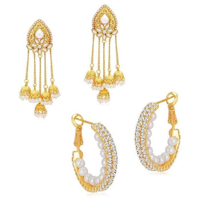Gorgeous Gold Plated Pearl Earring Combo for Women.