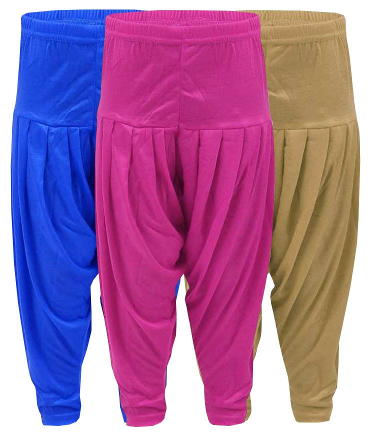 AFRA Viscose Smooth And Soft Attractive casual Ankle Length Solid Patiala Pant For Kid's - 3 Pack Combo | Dhoti For Kid's | Girl's Patiala Pants (3 in 1)
