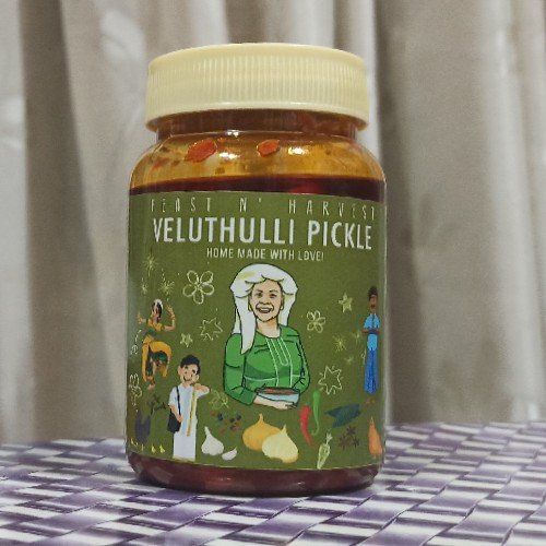 Feast N Harvest Homemade Garlic Pickle No Chemicals And Flavours 250g/ Veluthulli Pickle