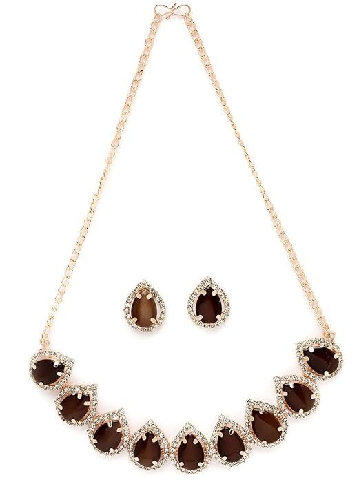 Elaborate Gold-Plated With Necklace Set With Drop Earrings | Jewellery Set For Women.
