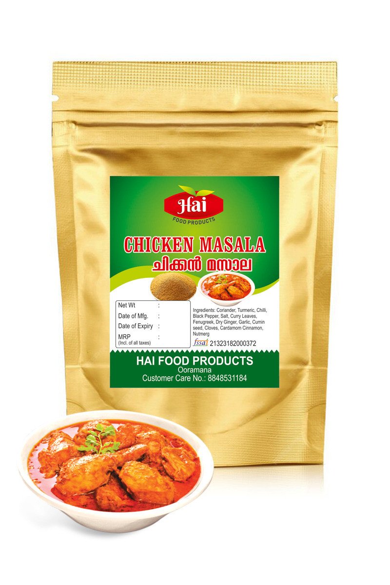 HAI's Chicken Masala | Kerala Traditional Organic Chicken Curry Masala Powder | 100% Natural | No Preservatives | No Artificial Flavors | Authentic, Aromatic & Flavorful Spice Mix | Easy to Cook- 100g