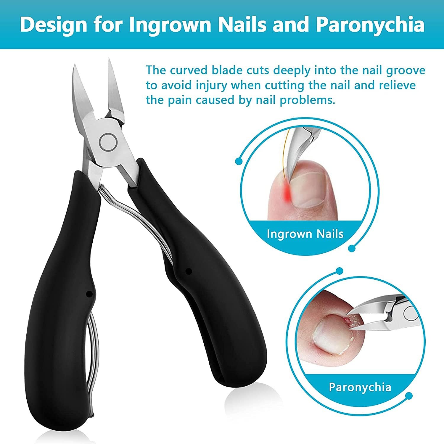 SmartGadgets Toe Nail Clipper, Professional Thick & Ingrown Toenail Correction Tool, Pedicure Clippers Toe Nail Cutter for Men & Women, Super Sharp Curved Blade Grooming Tool