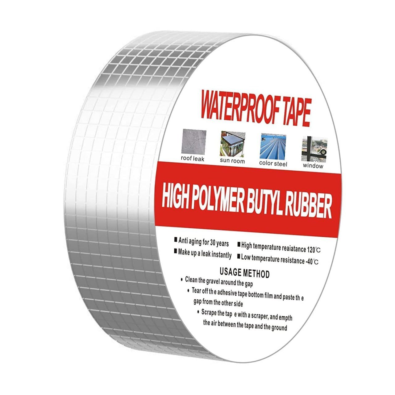 SmartGadgets 2-Inch Aluminum Foil Butyl Tape – Waterproof Seal & Leak Repair Tape for Roof, Sink, Water Tank, Pipes & Surface Cracks (2" x 16')