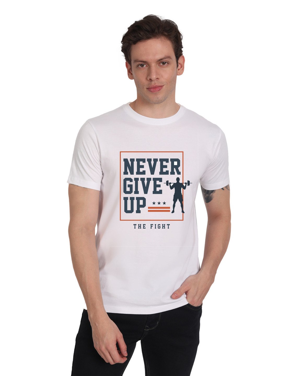 Beorign Cotton Blend Casual Regular Fit Stylish Half Sleeves And Round Neck Printed T-Shirts For Men - White Colour | T-Shirts | Slim Fit T-Shirt | Gents T-Shirts