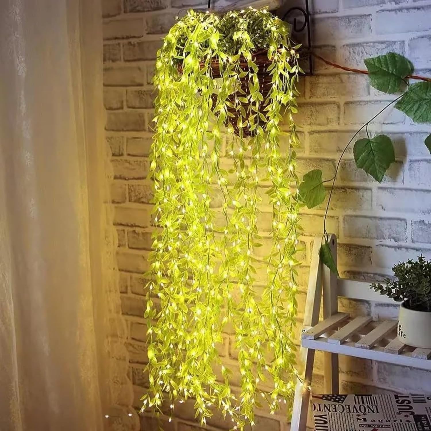 SmartGadgets Leaf Light Series-Artificial Vine Leaf LED Fairy String Light Ideal for Bedroom, Garden, Celebrations -200 LEDs, 8 Modes, Remote Control, Adjustable Brightness, USB Plug