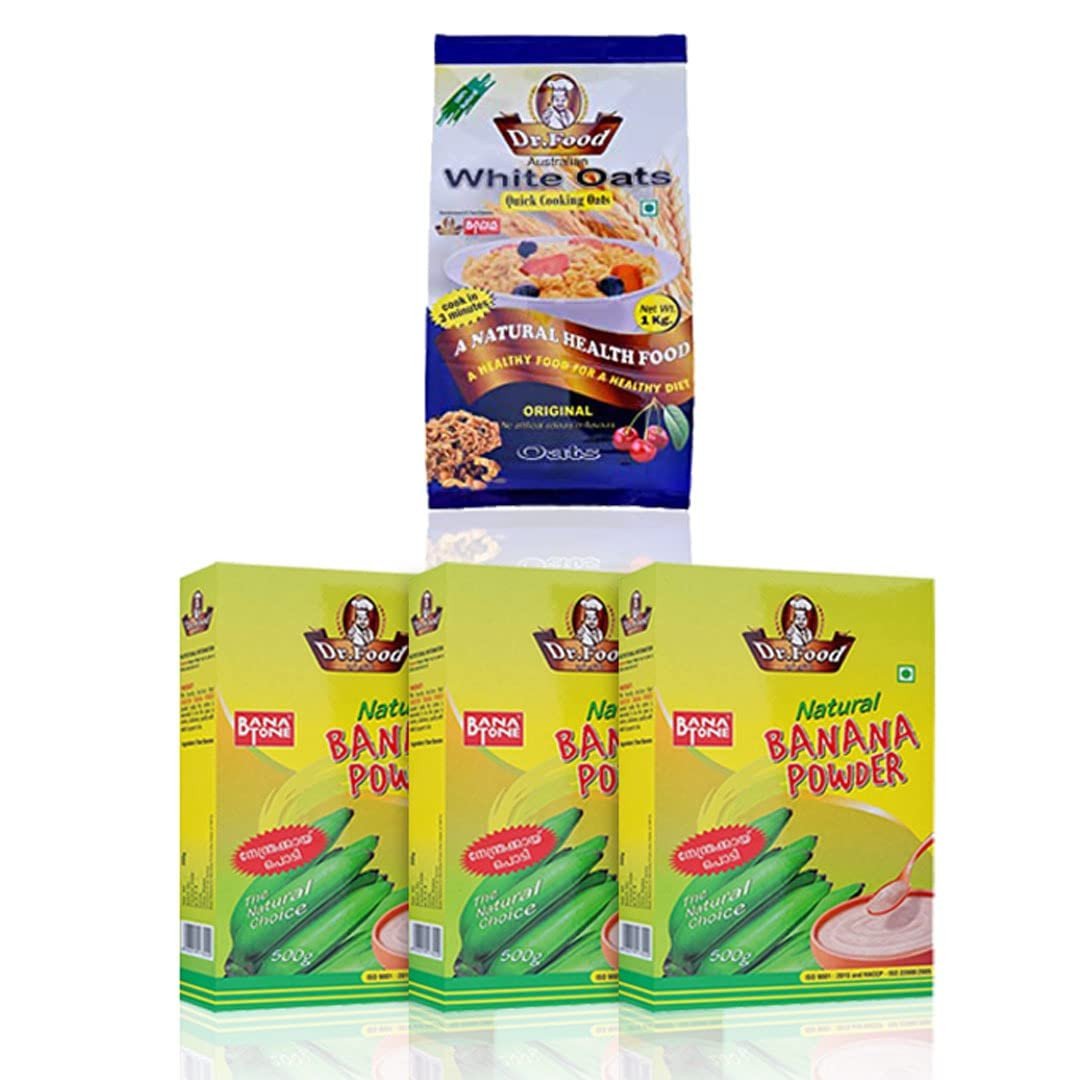 Dr Food Combo Pack Banana Powder 500g (3Nos) And  Instant White Oats 1kg (1No)