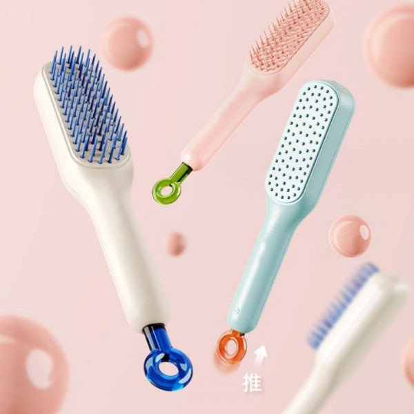 SmartGadgets Self-Cleaning Anti-Static Massage Comb, One-Pull Clean Massage Comb, Easy Clean Hair Brush, Scalable Rotate Lifting Self Cleaning Hairbrush Hair Styling Tools For Women (Pack Of 1)