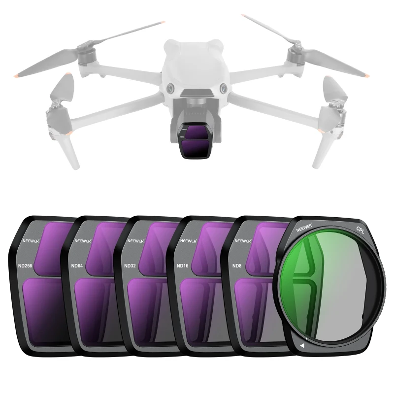 NEEWER FL-A86 ND CPL Filter Set Compatible with DJI Air 3S - ND8+ND16+ ND32+ND64+ND256+CPL Filter
