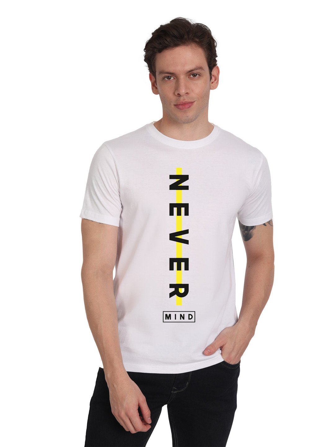 Beorign Cotton Casual Regular Fit Stylish Half Sleeves And Round Neck Printed T-Shirts For Men - White Colour | T-Shirts | Slim Fit T-Shirt | Gents T-Shirts