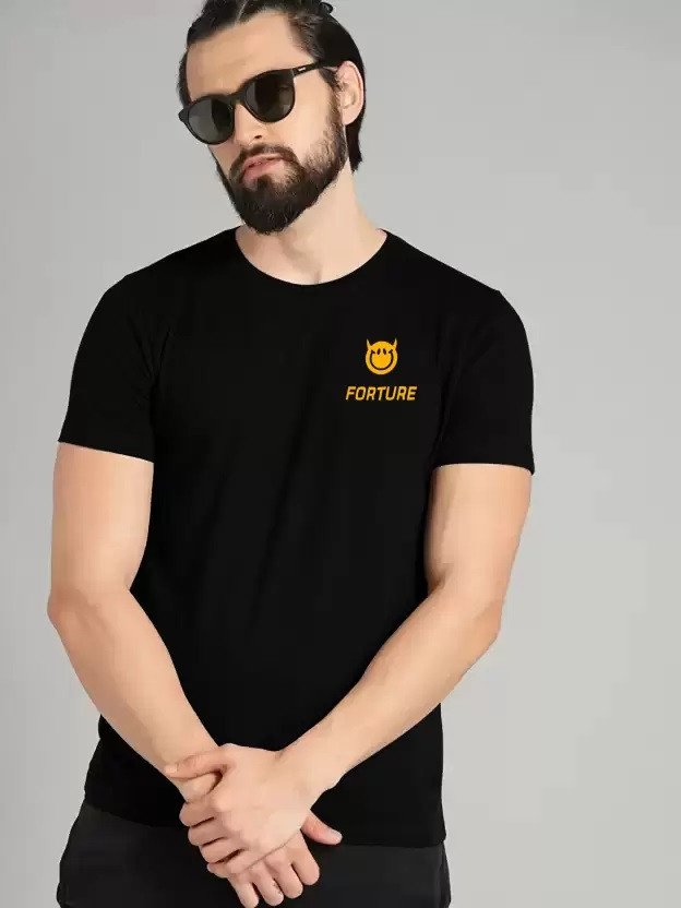 L G Garments Trendy Stylish Regular Fit Short Sleeves Round Neck Cotton Formal & Casual Printed T-Shirt For Men - Black & Navy | Men's T-Shirt (S , M , L , XL , XXL)