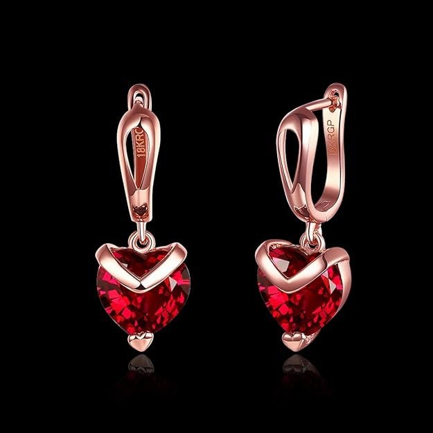 Crystals From Swarovski Drop Down Brass Gold Plated Heart Earring for Women and Girls.
