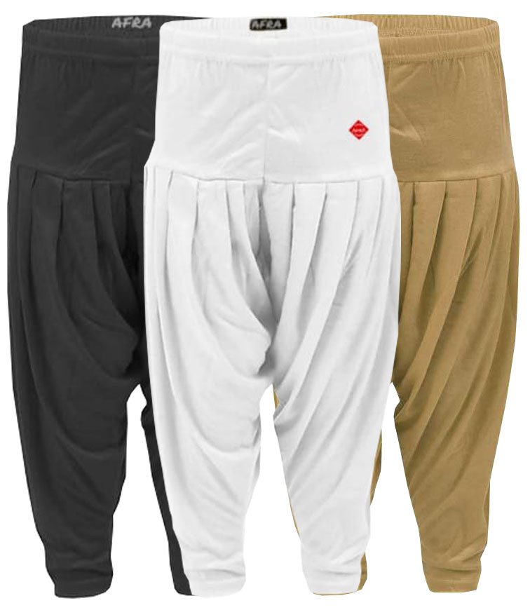 AFRA Viscose Smooth And Soft Solid casual Full Length Solid Patiala Pant For Kid's - 3 Pack Combo | Dhoti For Kid's | Girl's Patiala Pants (3 in 1)