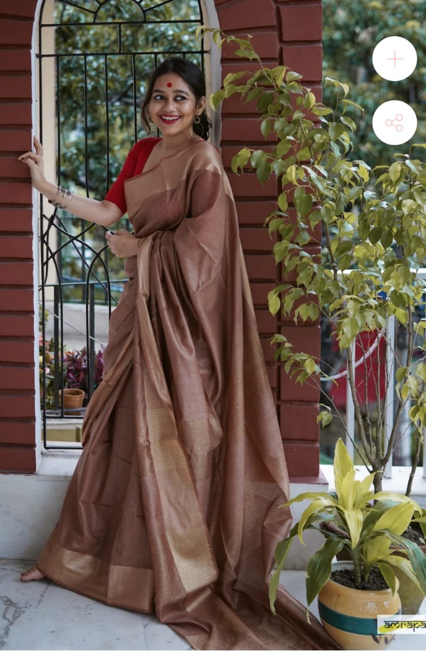 Edathal Star Collection's Attractive Viscose Silk Saree With Copper Twisted Pallu - Multi Colour