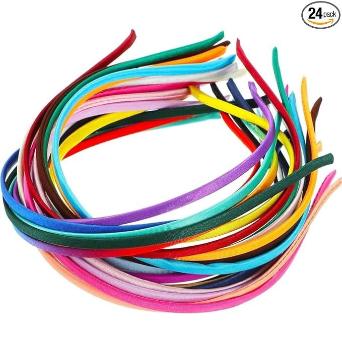 Khaira's Pack Of 20pc Multicolor Metal Fabric Cover Hair Band Headbands For Making DIY Hair Accessories