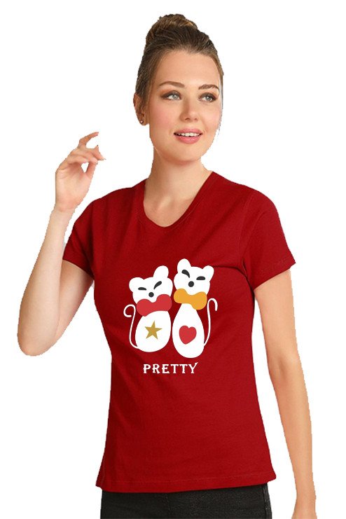 Just Camp Clothing's Senthur Fashion Cotton Round Neck Half Sleeve Regular Fit RABIT Printed Pattern Casual T-Shirts For Women