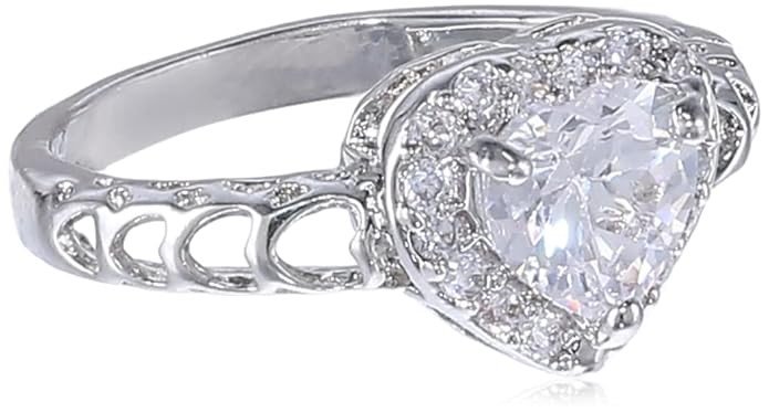 Trendy Royal Heart Solitaire Rhodium Plated Ring for Women(R80316_9)