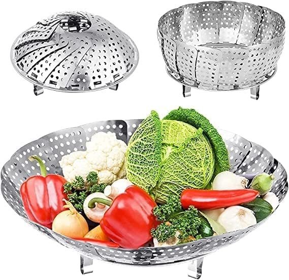 SmartGadgets Folding Steamer Basket-Vegetable Steamer Basket, Premium Stainless Steel Veggie Steamer Basket - Folding Expandable Steamers to Fits Various Size Pot