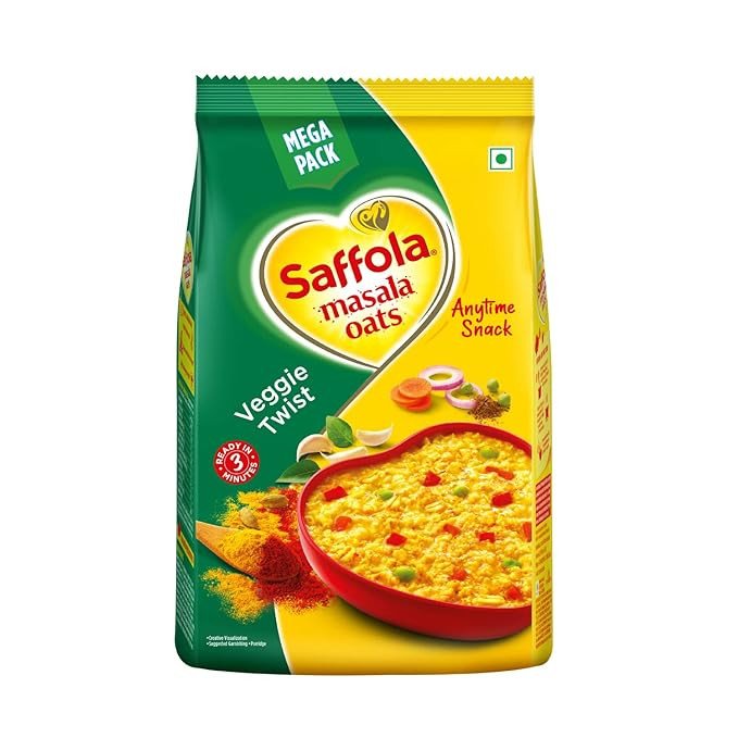 Tasty Saffola Masala Oats - 500g & 1 Kg | Tasty Evening Snack | Healthy Snack | Veggie Twist
